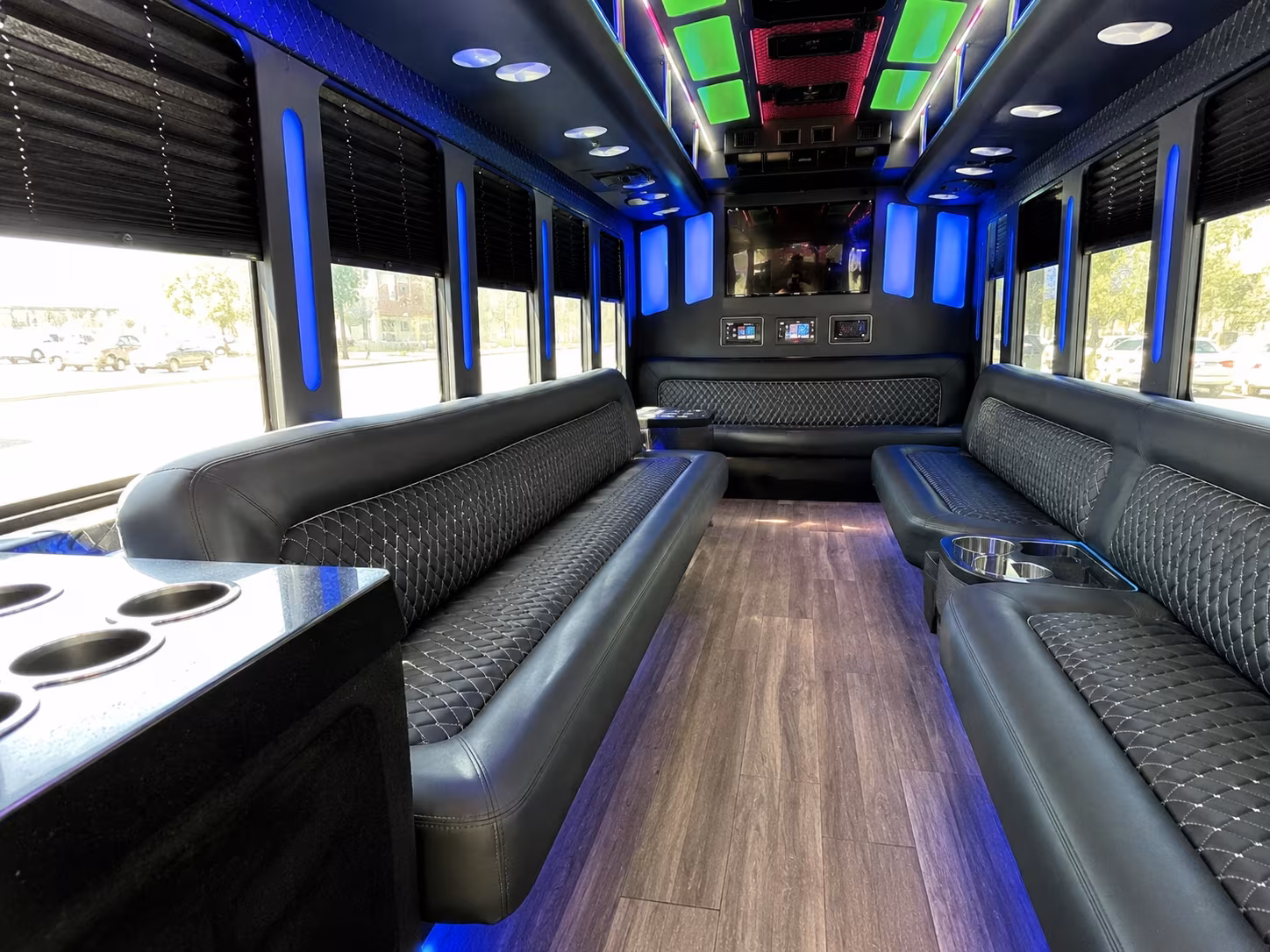 antioch 15 passenger party bus inside