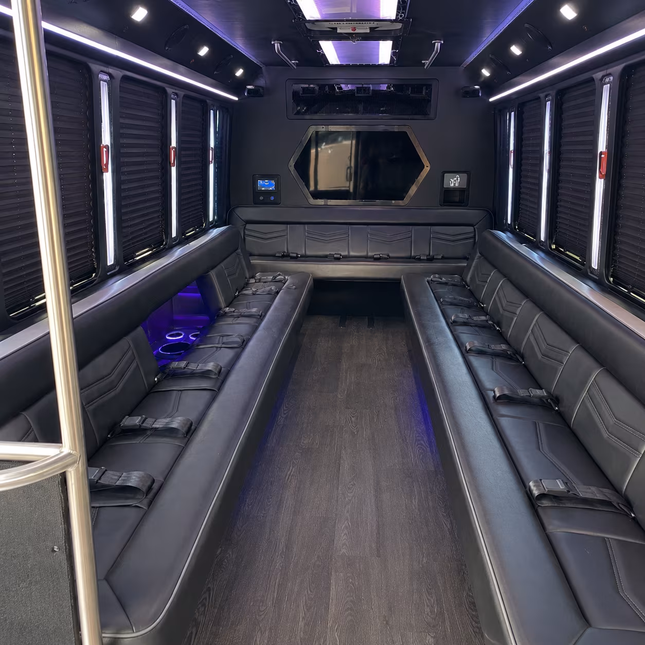 antioch 18 passenger party bus interior