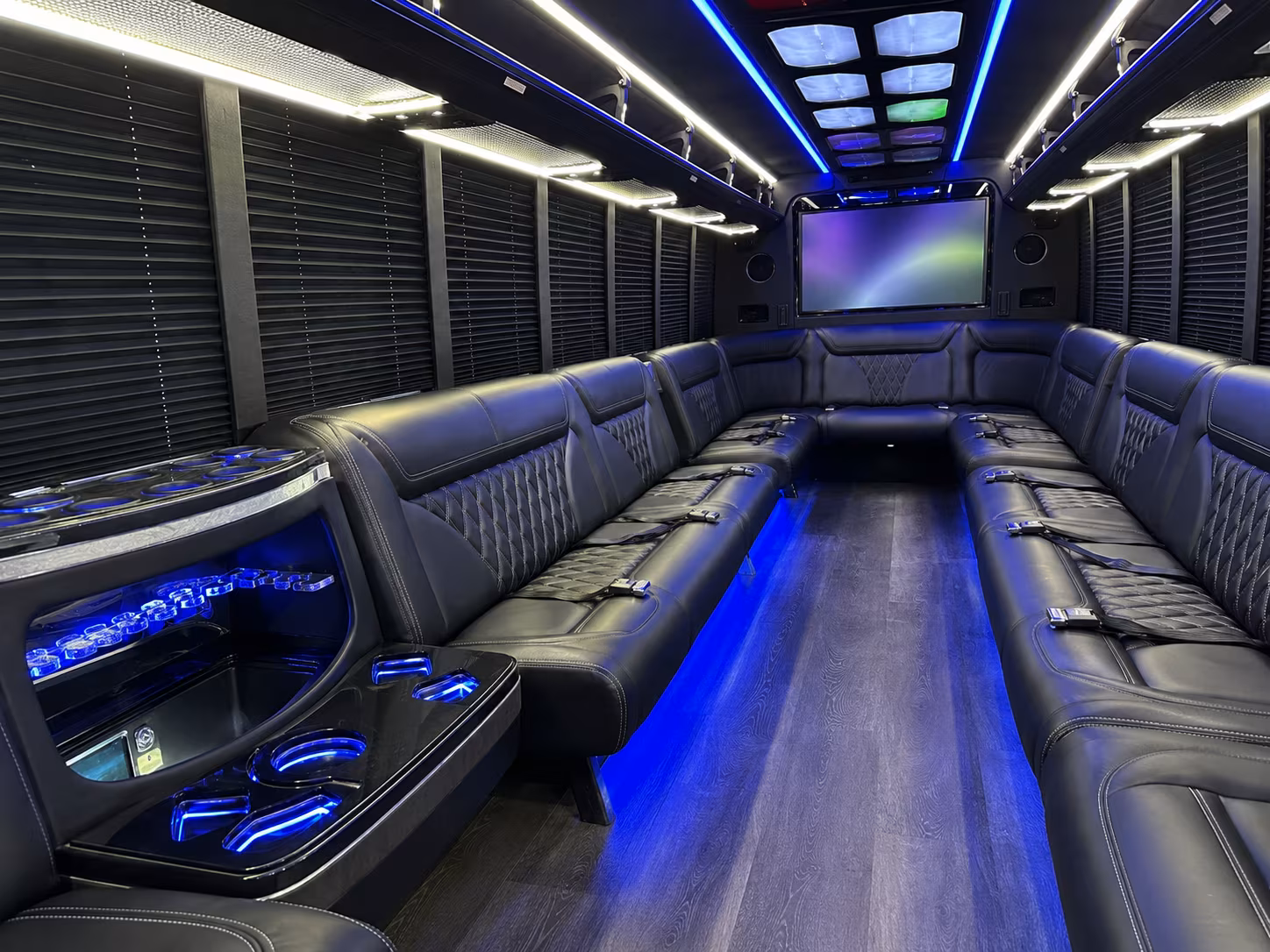 antioch 20 passenger party bus inside