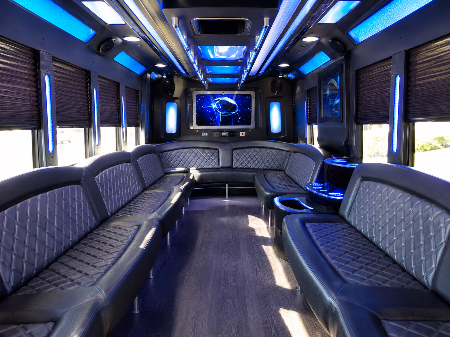 antioch 28 passenger party bus inside