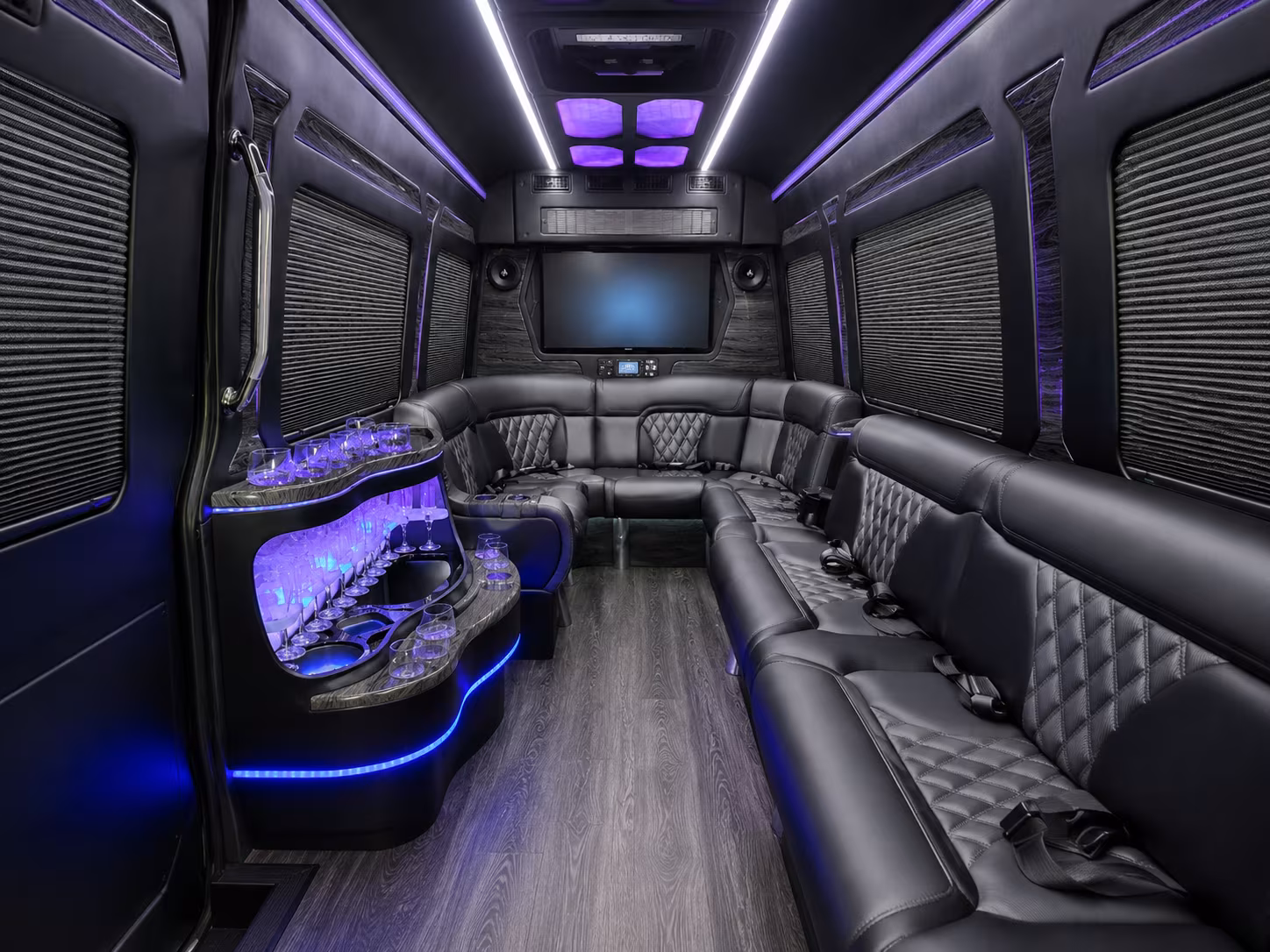 antioch 50 passenger party bus inside